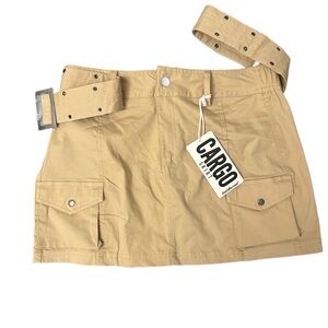 Tan Cargo Mini Skirt with Belt